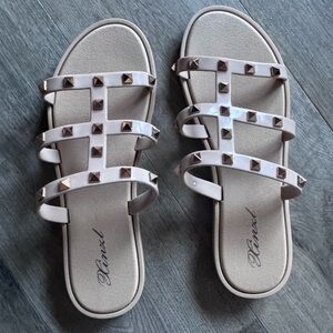 Studded Triple-Strap Sandals